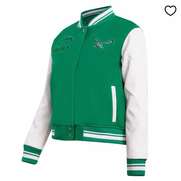 Philadelphia Eagles Kids Varsity Jacket - Green and White - Picture 2 of 3